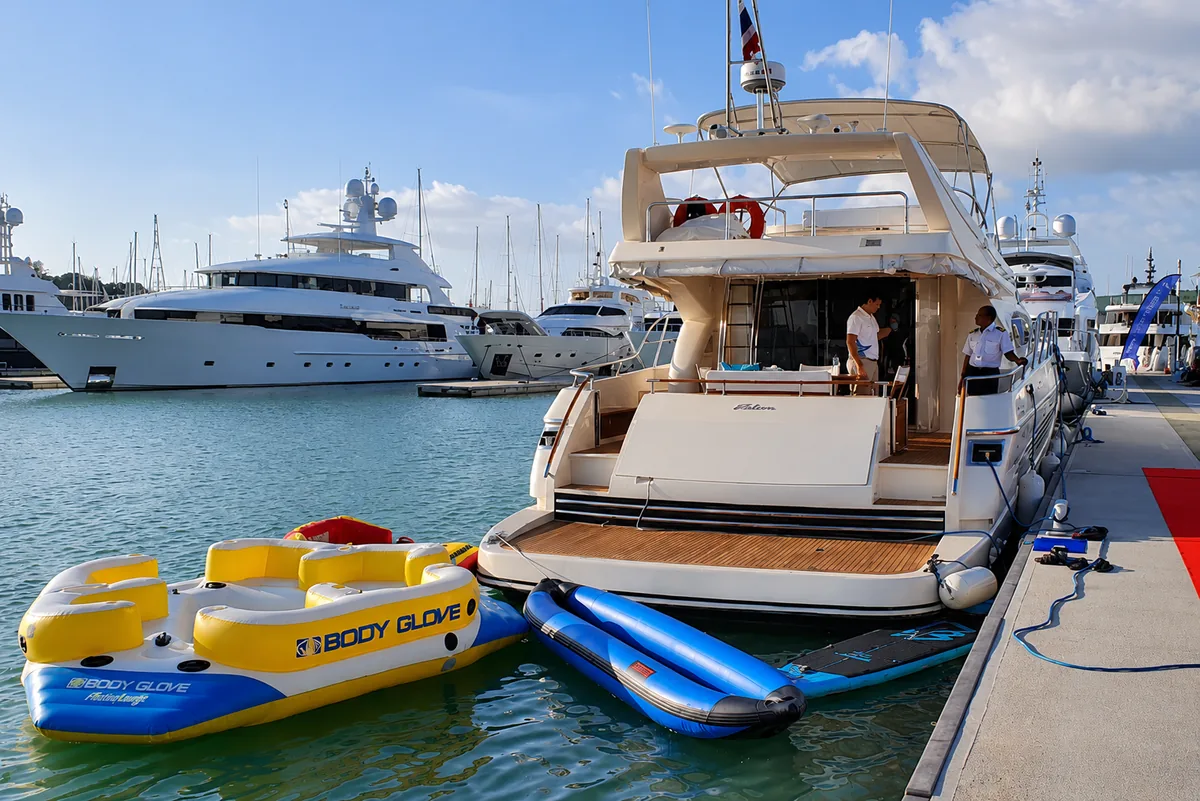 Riva 70 Aria Blue — water toys at the swim platform