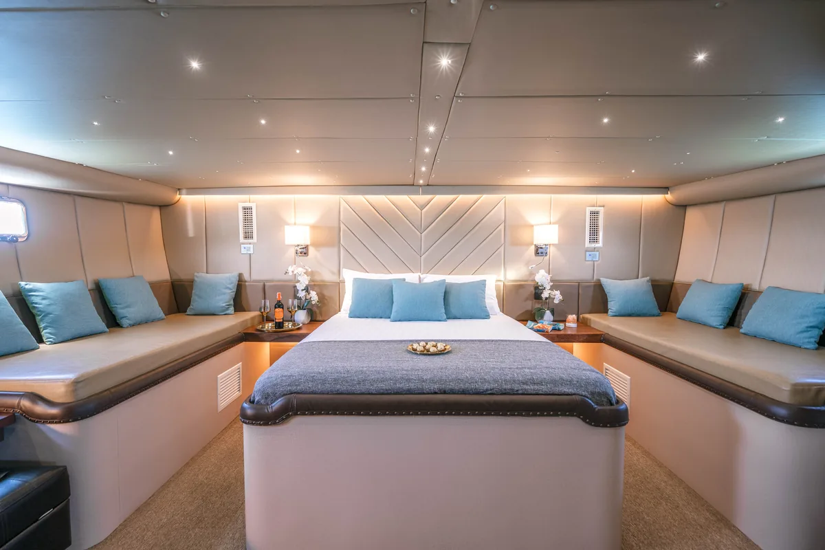 Siam Princess 70 — master cabin with double bed